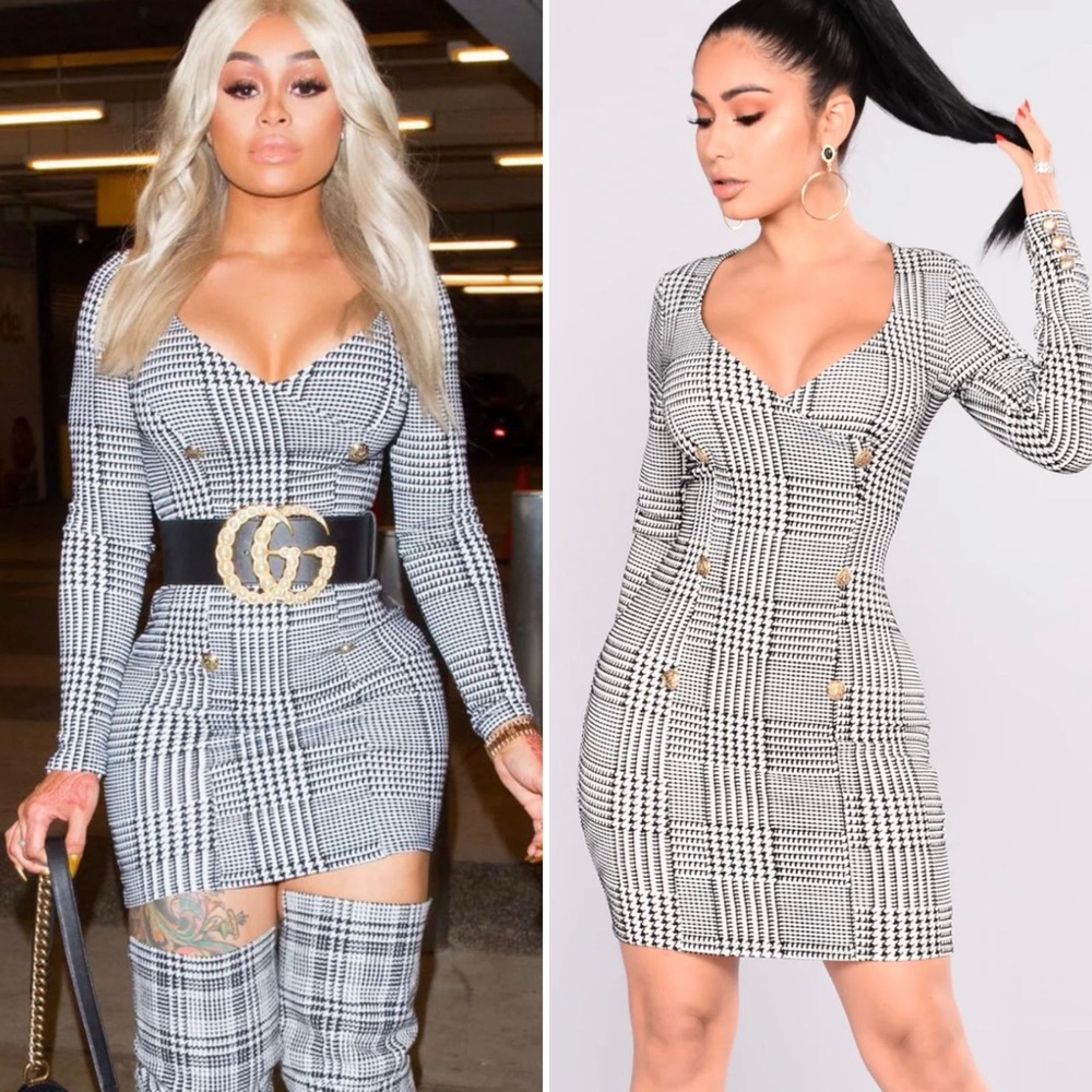 Fashion Nova Sexy Classy Stretch Houndstooth Dress